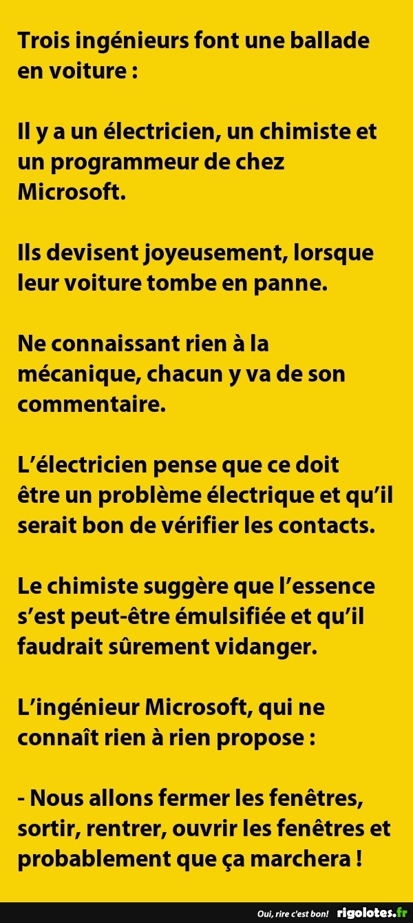 Trois ingénieurs font .... - Blagues et les meilleures images drôles!